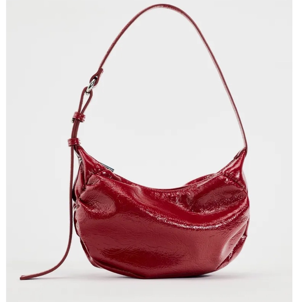 Zara Red Shoulder Bag with Crescent Shape